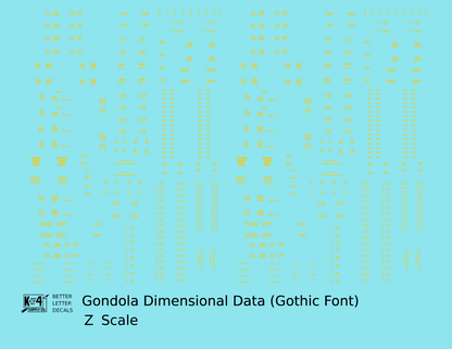 Dimensional and Weight Data Gondola Gothic Font