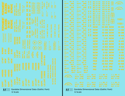 Dimensional and Weight Data Gondola Gothic Font
