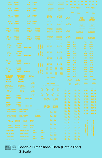 Dimensional and Weight Data Gondola Gothic Font