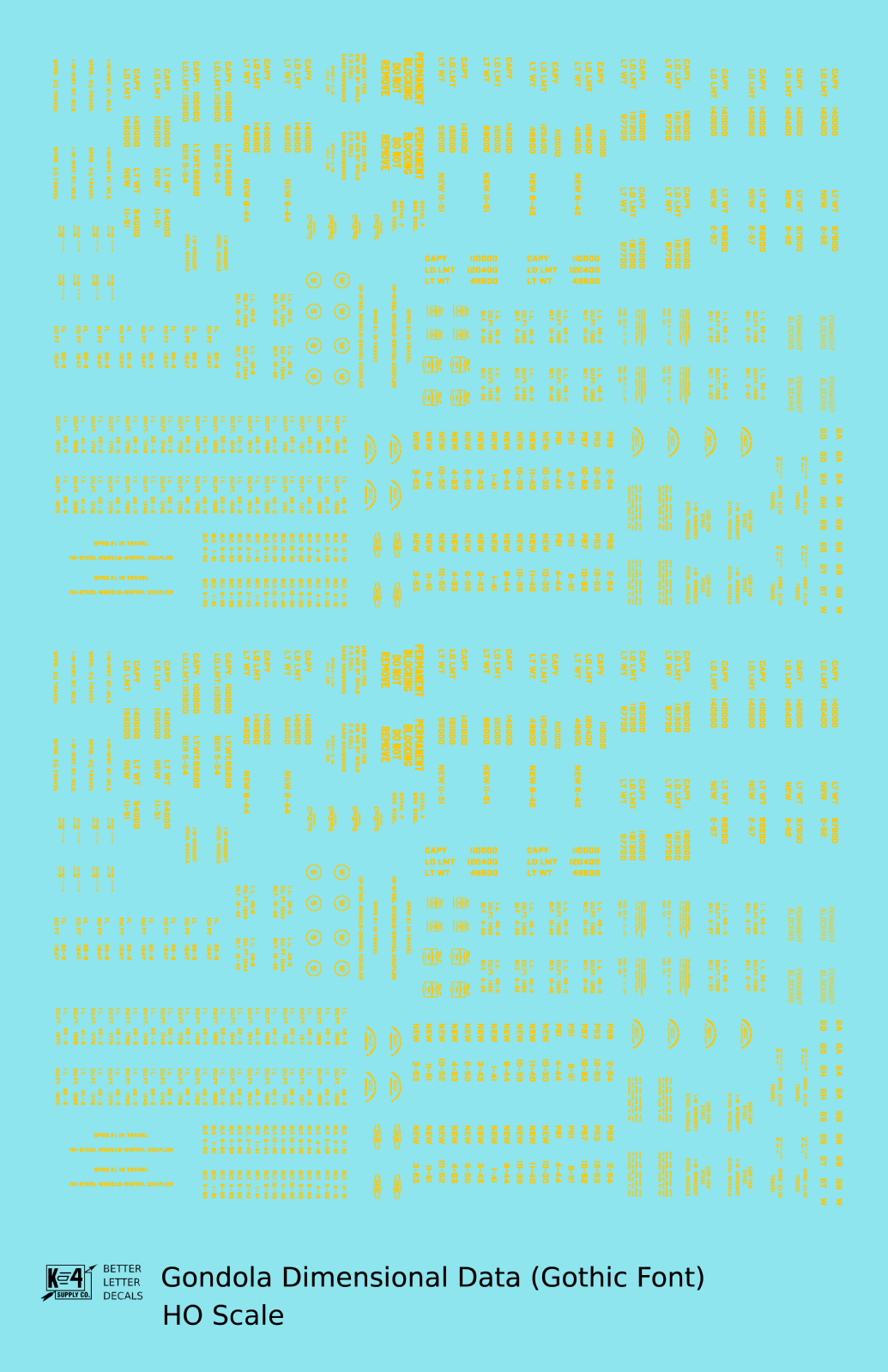 Dimensional and Weight Data Gondola Gothic Font