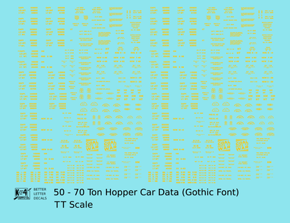 Dimensional and Weight Data 50 To 70 Ton Hopper Car Gothic Font