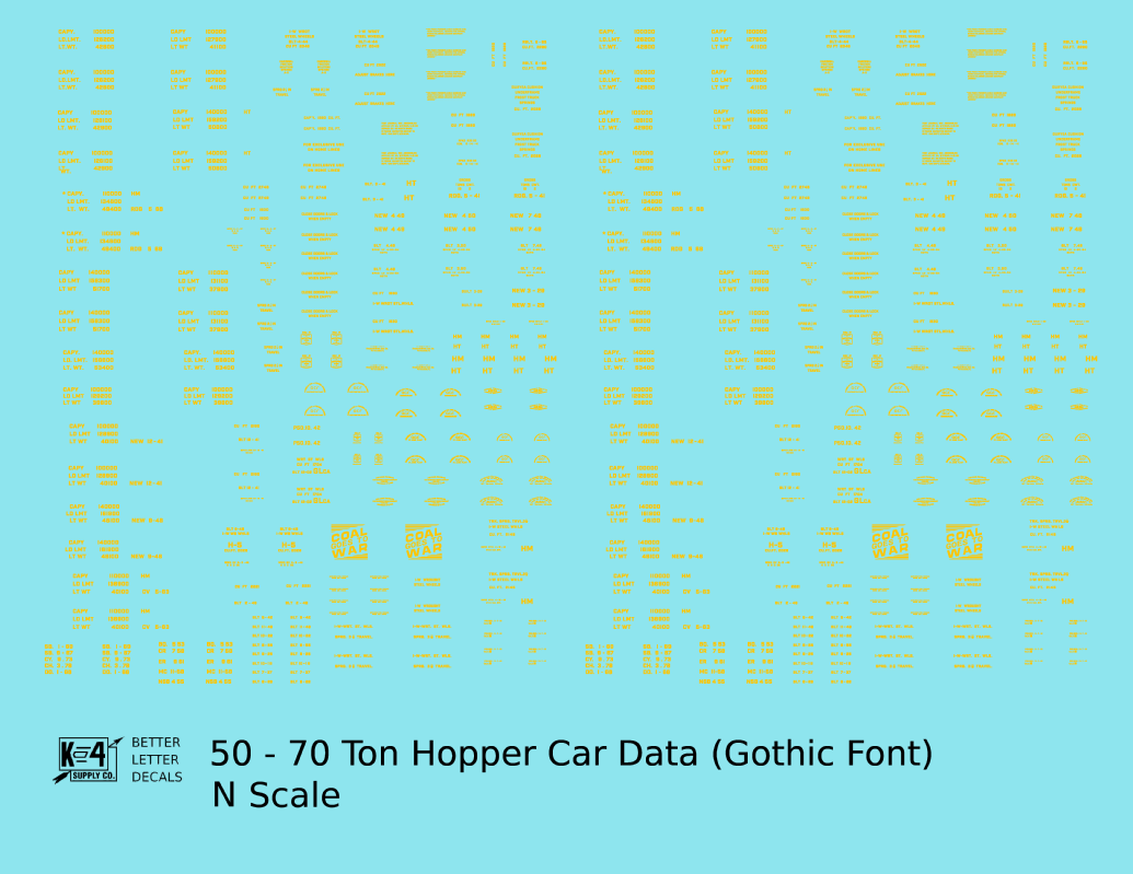 Dimensional and Weight Data 50 To 70 Ton Hopper Car Gothic Font