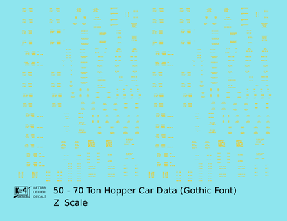 Dimensional and Weight Data 50 To 70 Ton Hopper Car Gothic Font