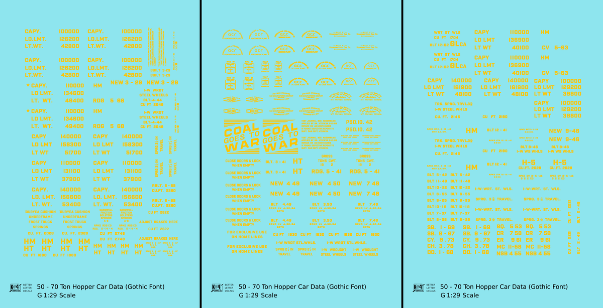 Dimensional and Weight Data 50 To 70 Ton Hopper Car Gothic Font