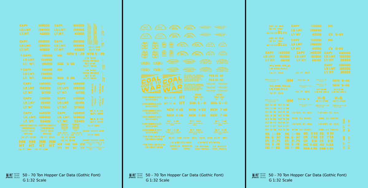 Dimensional and Weight Data 50 To 70 Ton Hopper Car Gothic Font