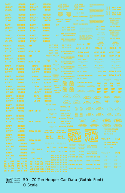 Dimensional and Weight Data 50 To 70 Ton Hopper Car Gothic Font