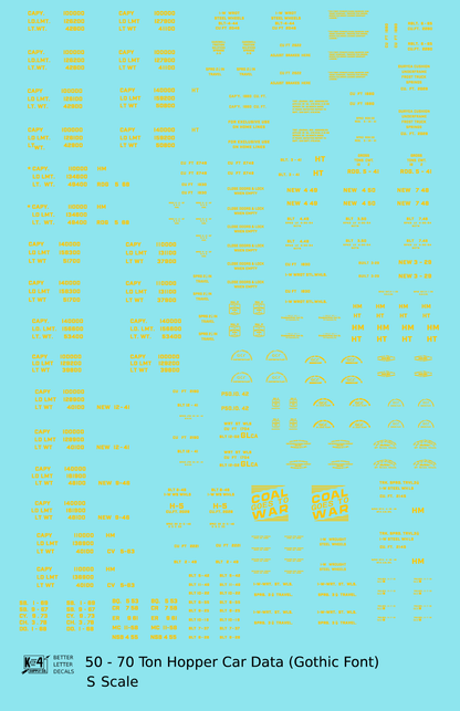Dimensional and Weight Data 50 To 70 Ton Hopper Car Gothic Font