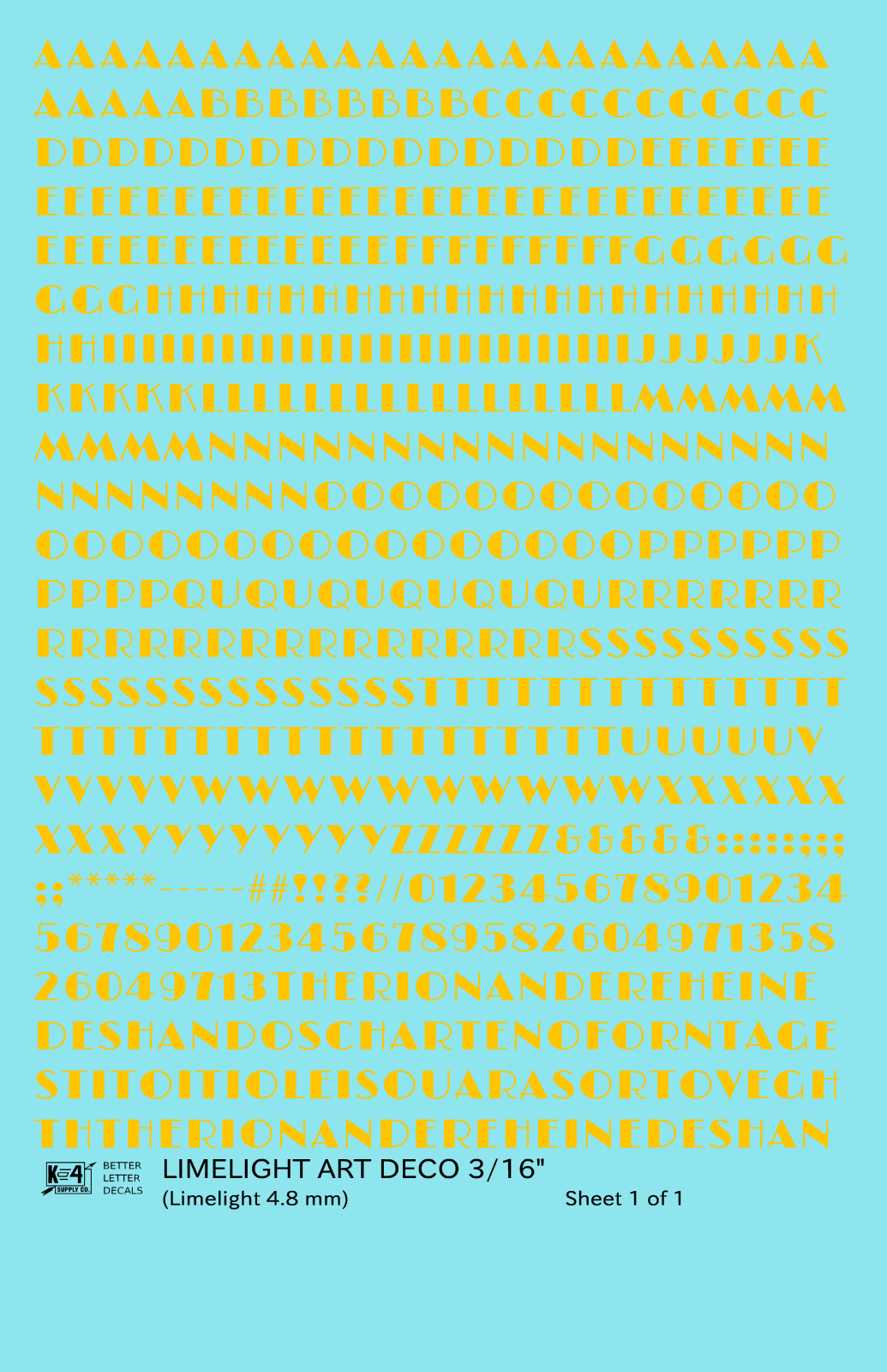 Limelight Art Deco Letter Number Alphabet