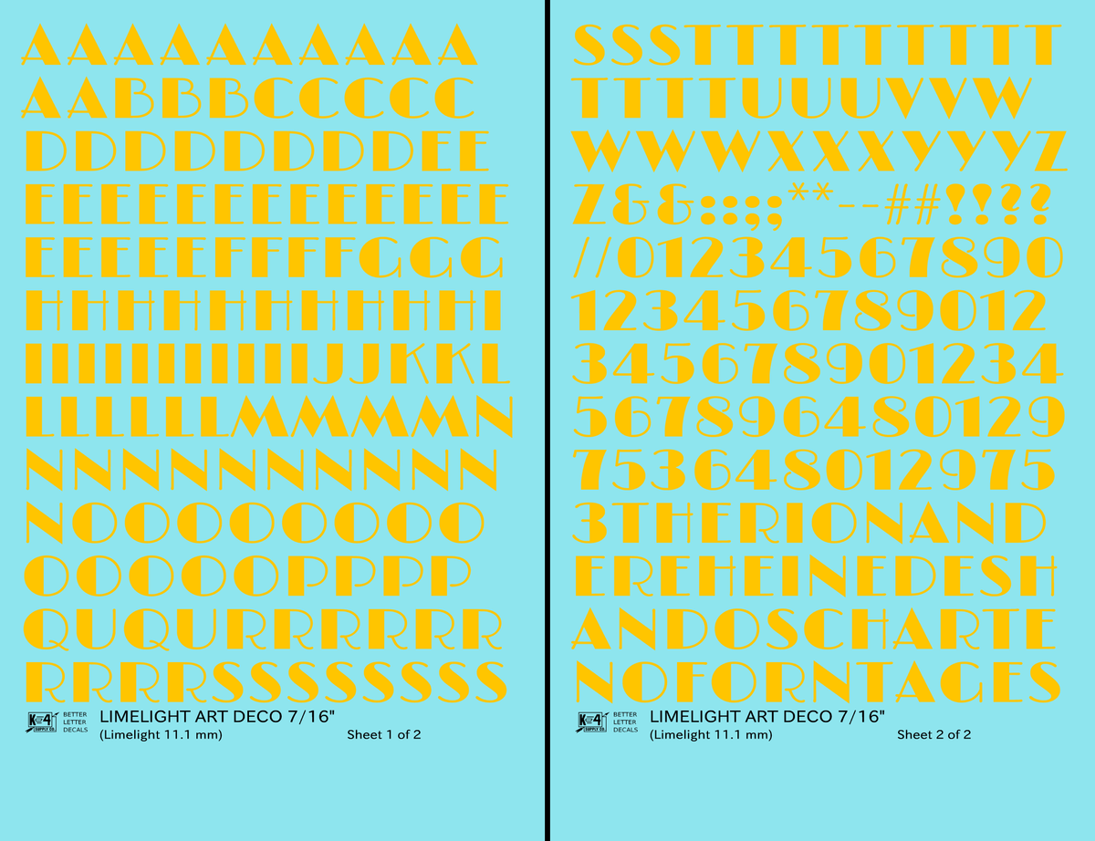 Limelight Art Deco Letter Number Alphabet
