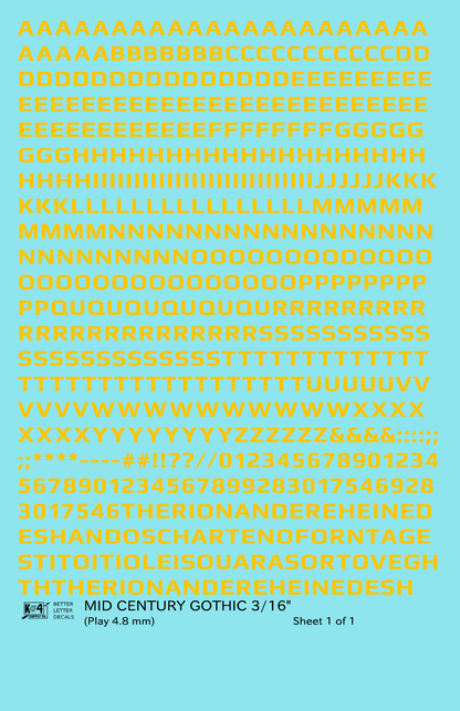 Mid Century Gothic Letter Number Alphabet