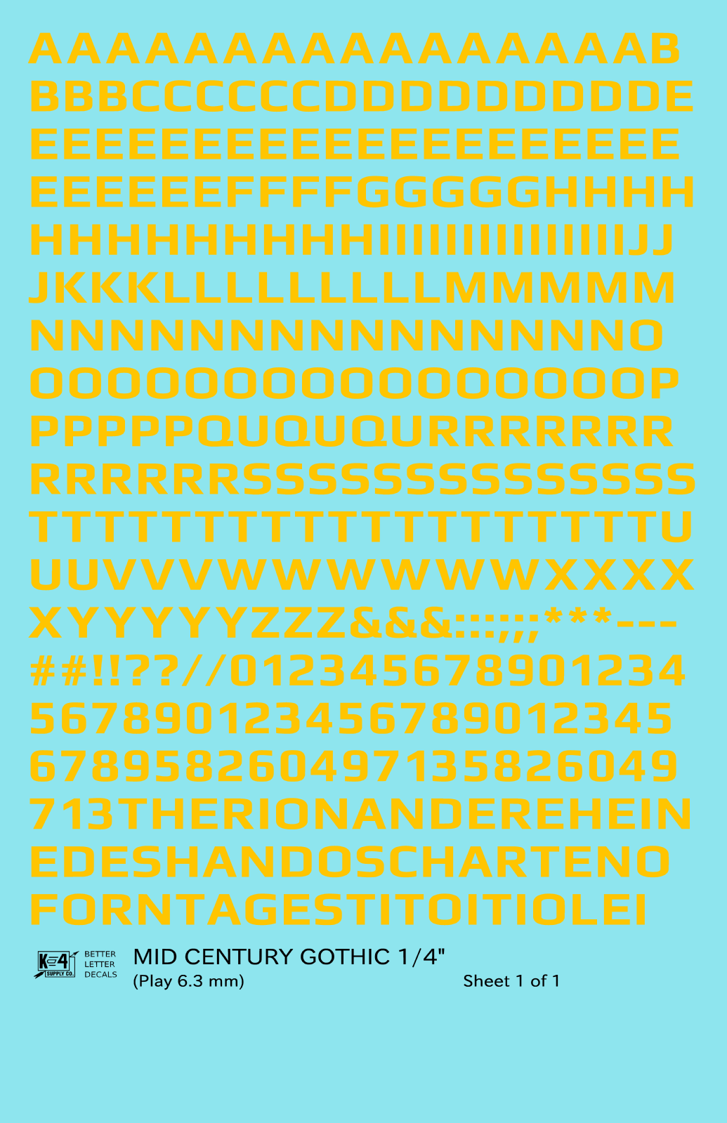 Mid Century Gothic Letter Number Alphabet