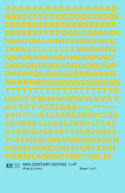 Mid Century Gothic Letter Number Alphabet