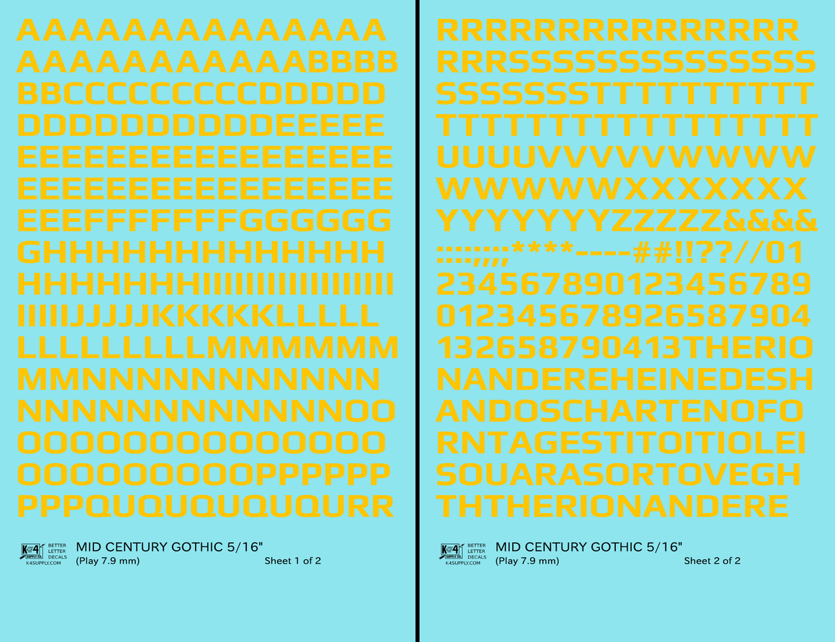 Mid Century Gothic Letter Number Alphabet