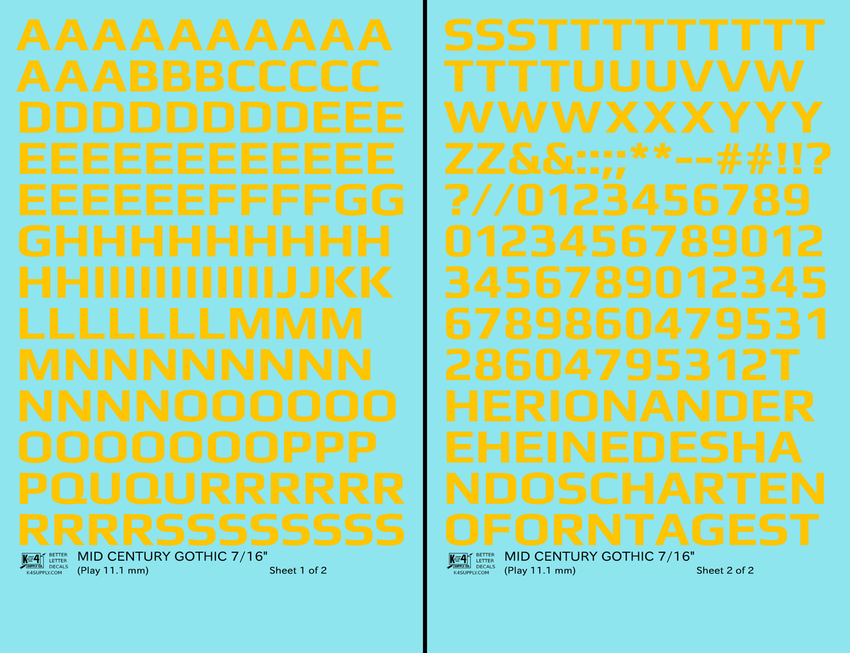 Mid Century Gothic Letter Number Alphabet