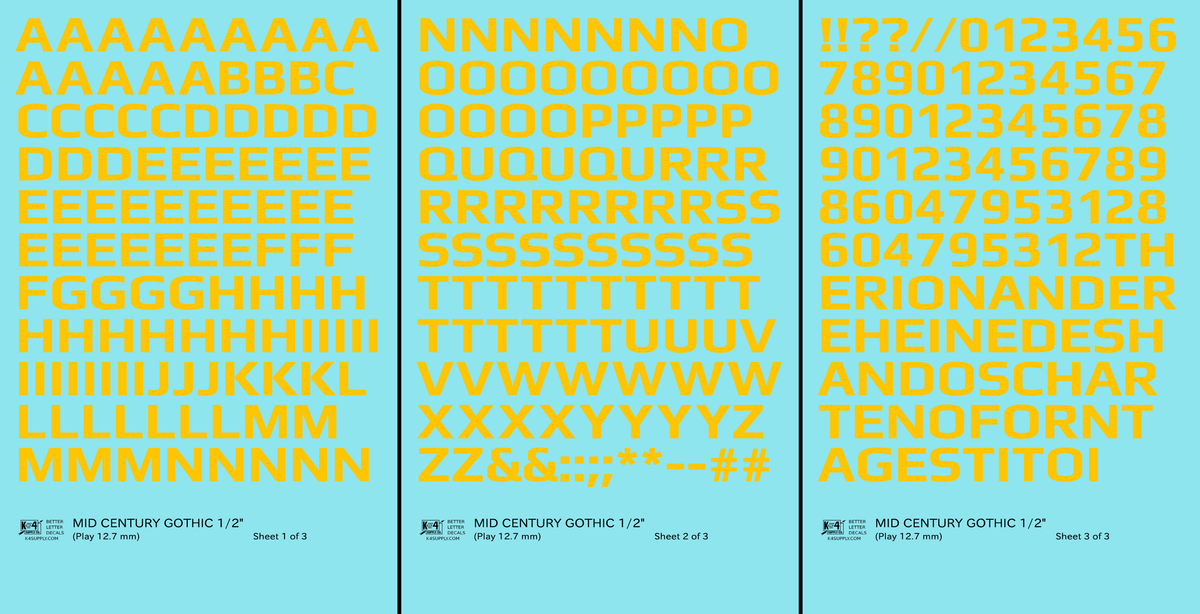 Mid Century Gothic Letter Number Alphabet