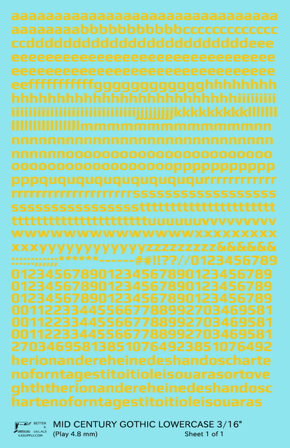 Lowercase Mid Century Gothic Letter Alphabet