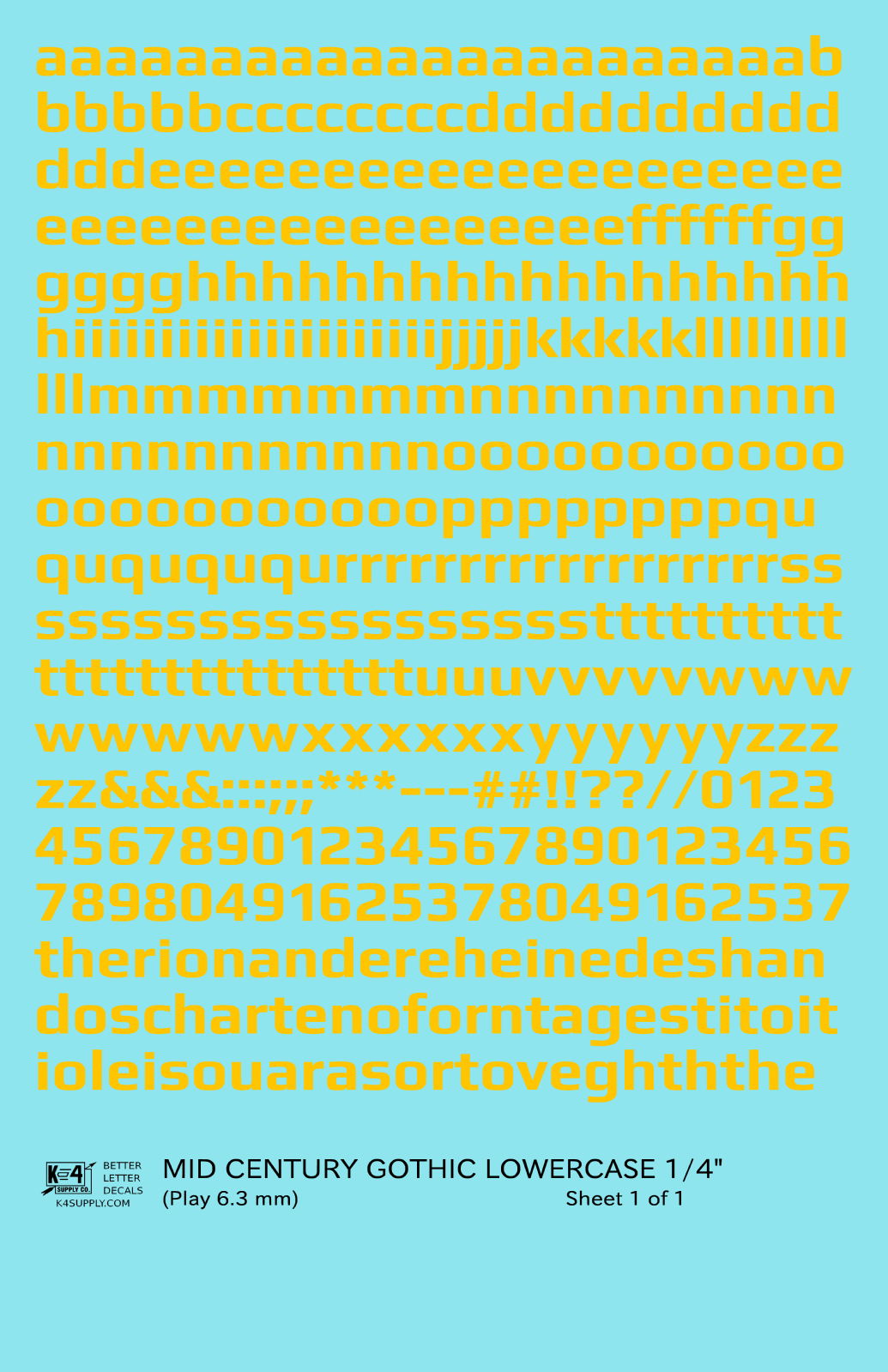 Lowercase Mid Century Gothic Letter Alphabet