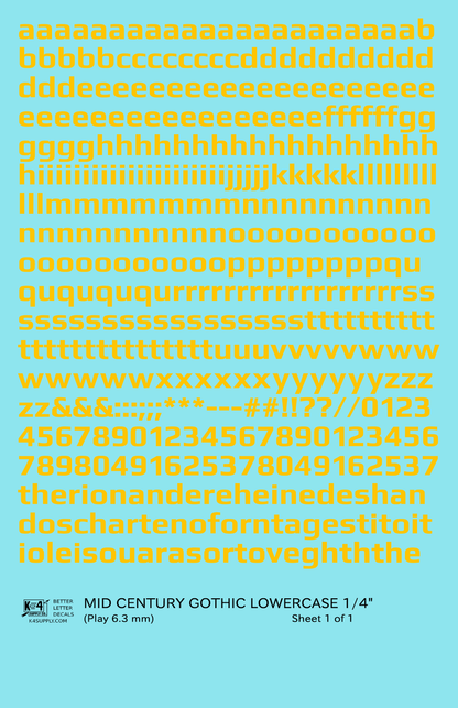 Lowercase Mid Century Gothic Letter Alphabet