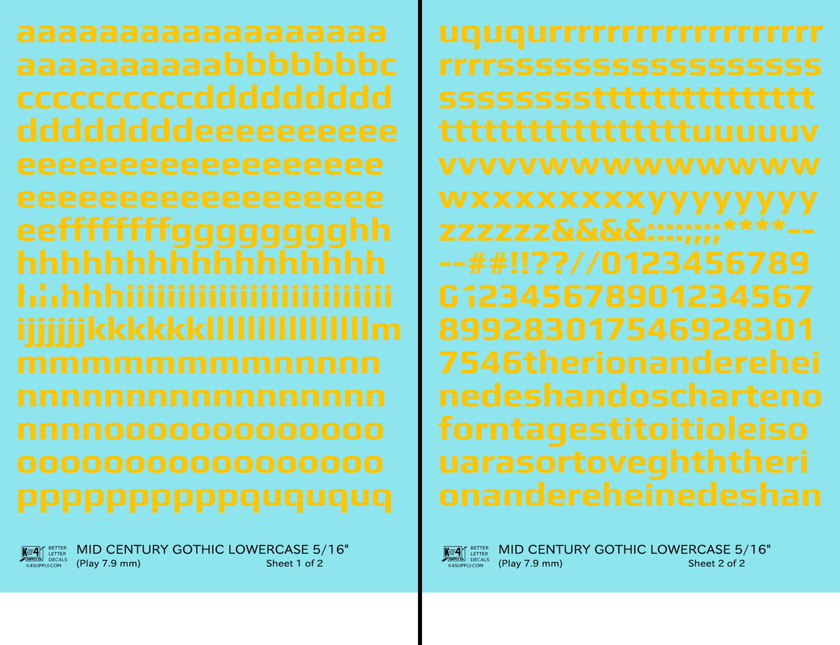 Lowercase Mid Century Gothic Letter Alphabet