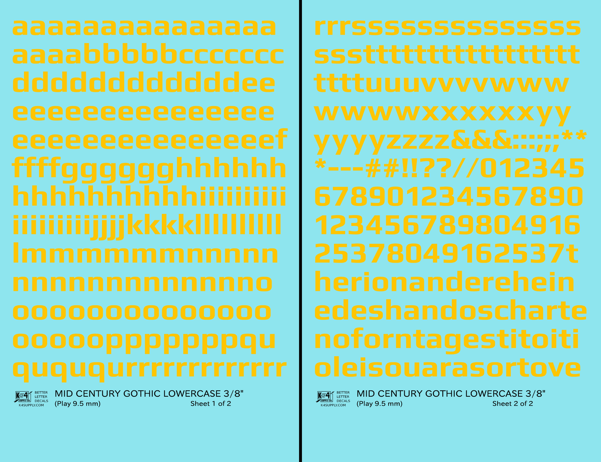 Lowercase Mid Century Gothic Letter Alphabet