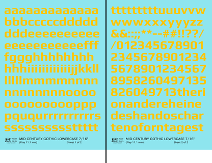 Lowercase Mid Century Gothic Letter Alphabet