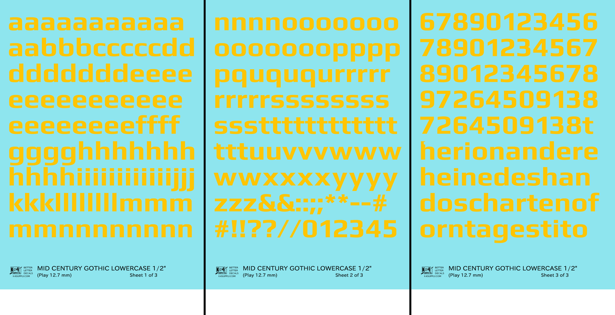 Lowercase Mid Century Gothic Letter Alphabet