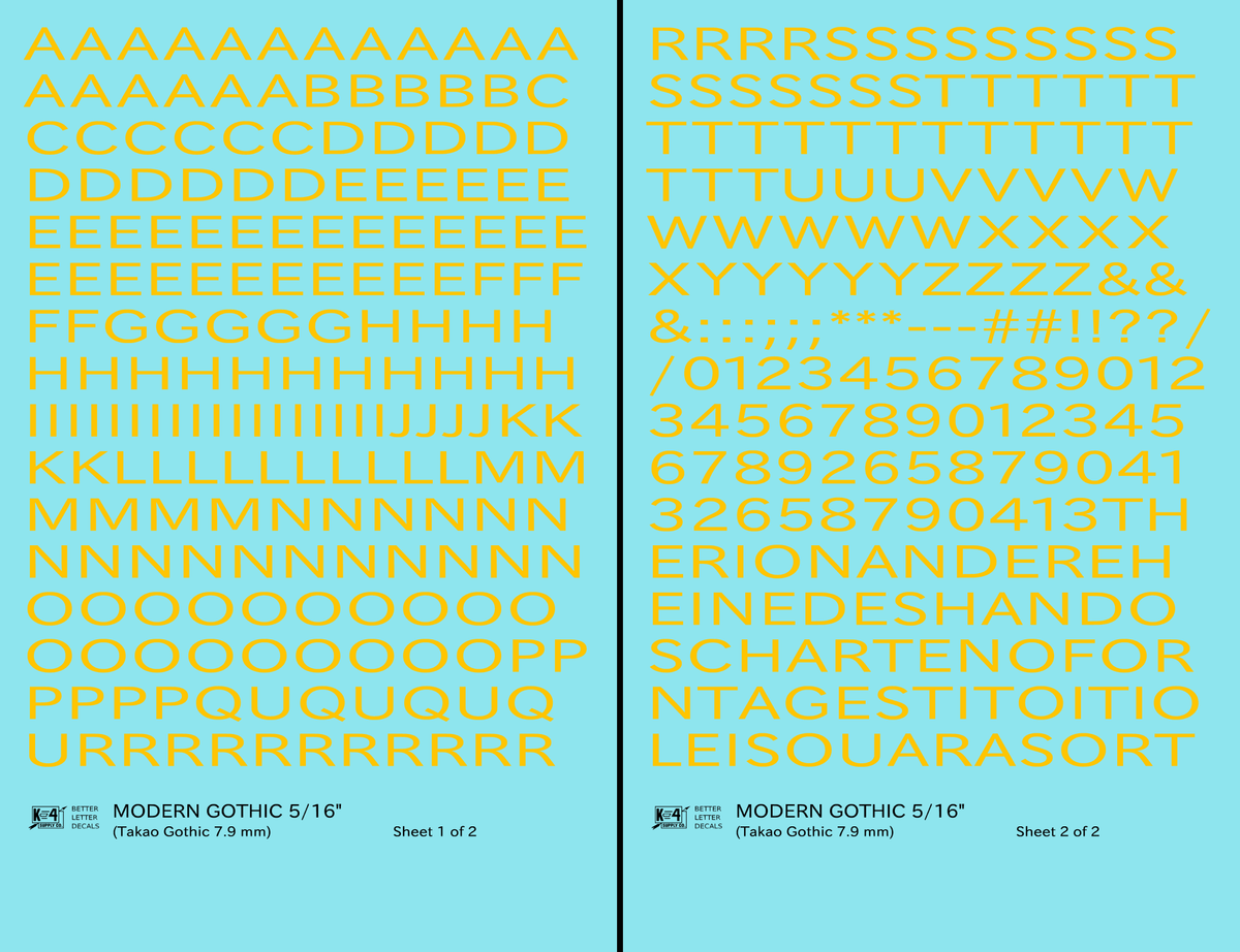 Modern Gothic Letter Number Alphabet