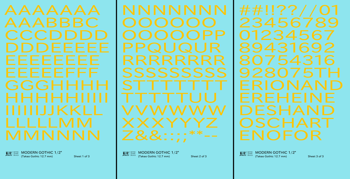 Modern Gothic Letter Number Alphabet