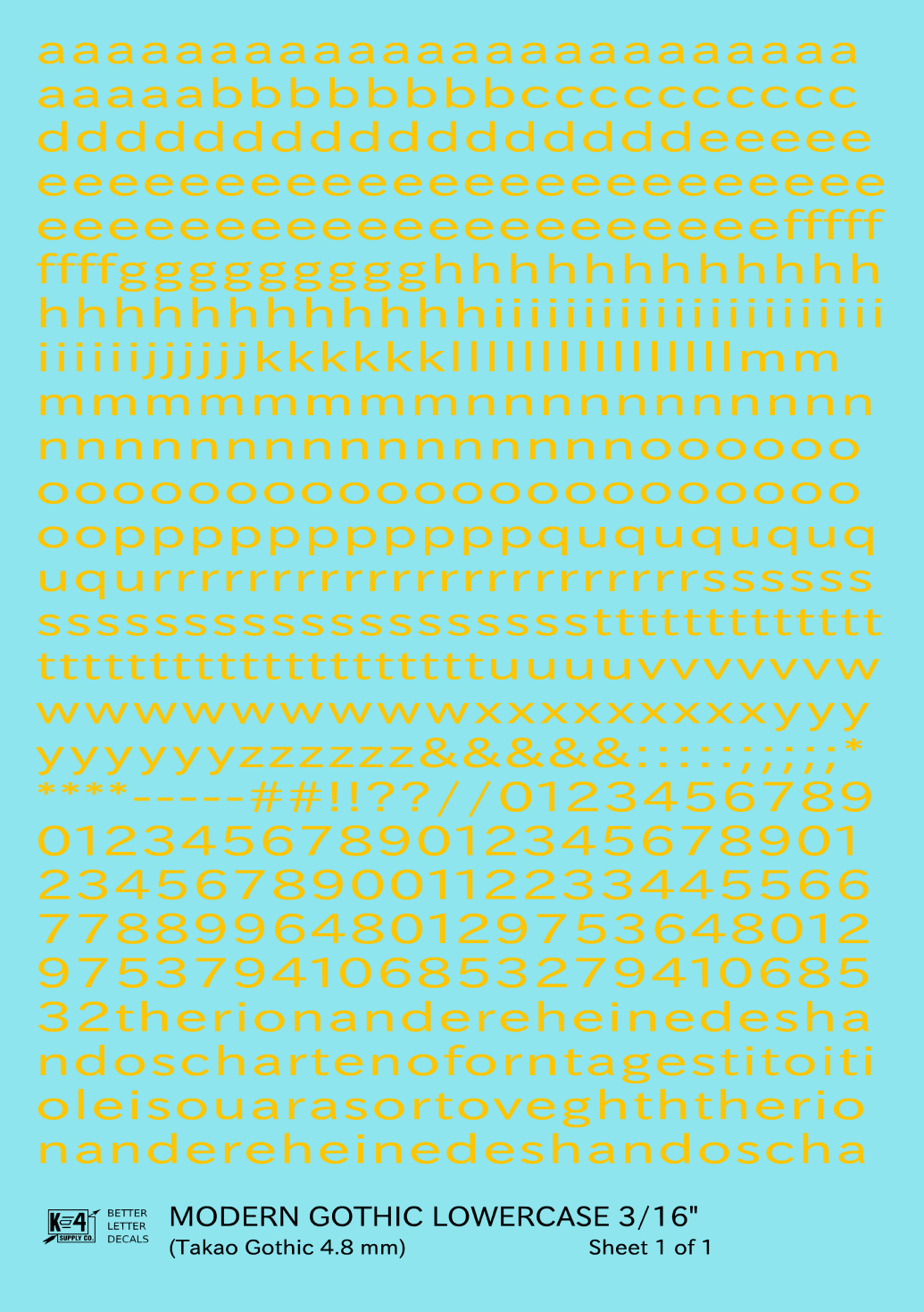 Lowercase Modern Gothic Letter Number Alphabet