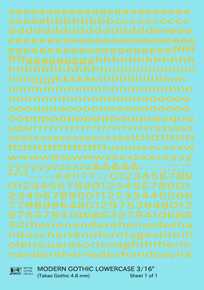 Lowercase Modern Gothic Letter Number Alphabet