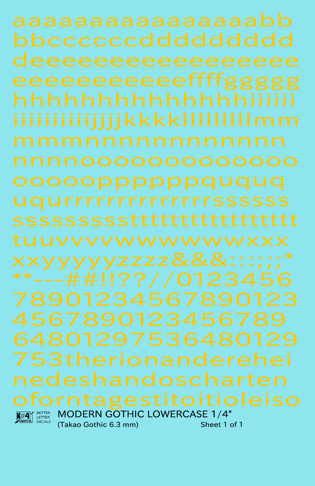 Lowercase Modern Gothic Letter Number Alphabet