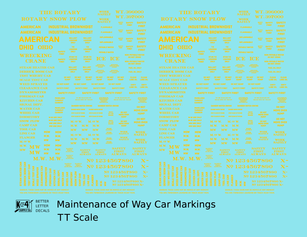 Maintenance Of Way (MOW) Data and Markings