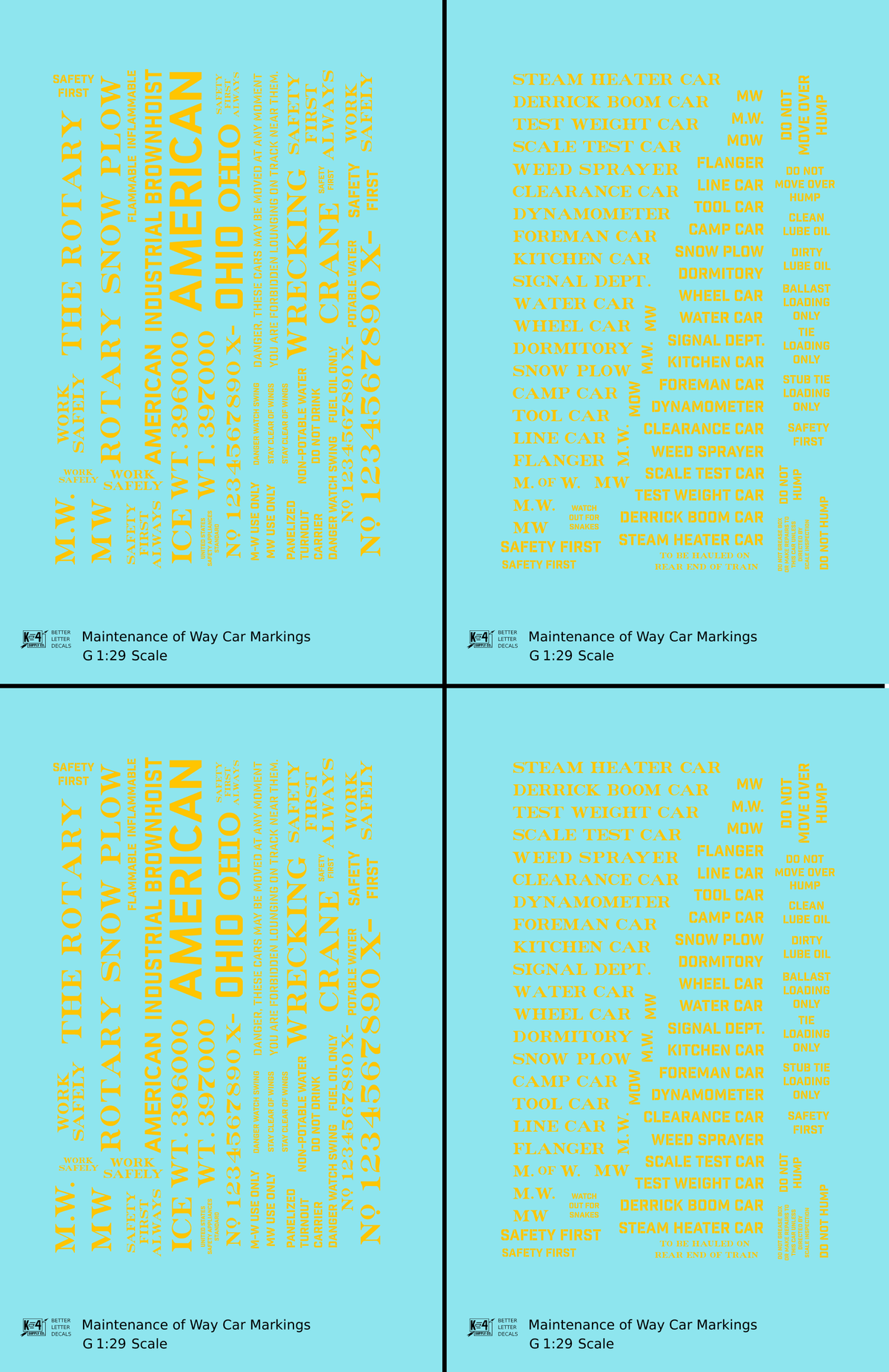 Maintenance Of Way (MOW) Data and Markings