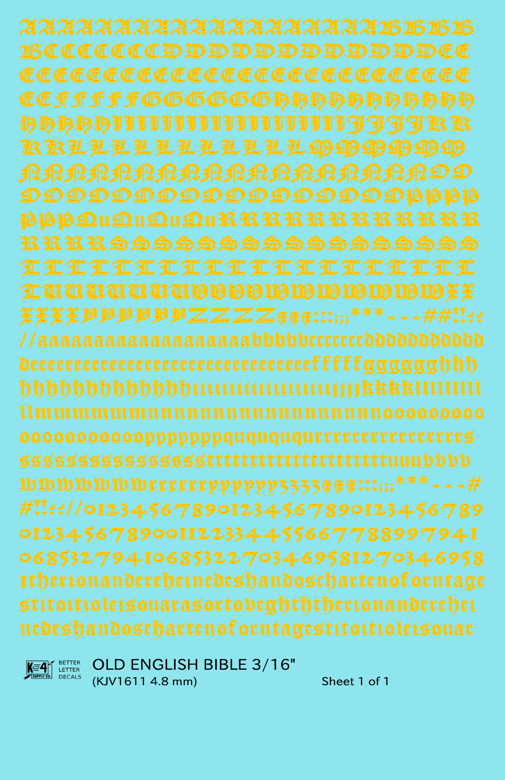 Old English Bible Letter Number Alphabet