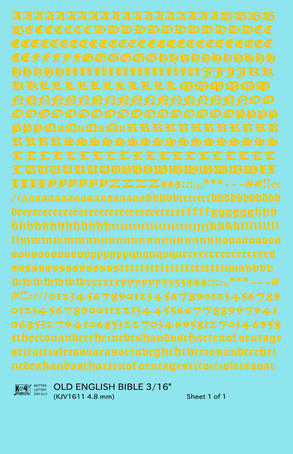 Old English Bible Letter Number Alphabet