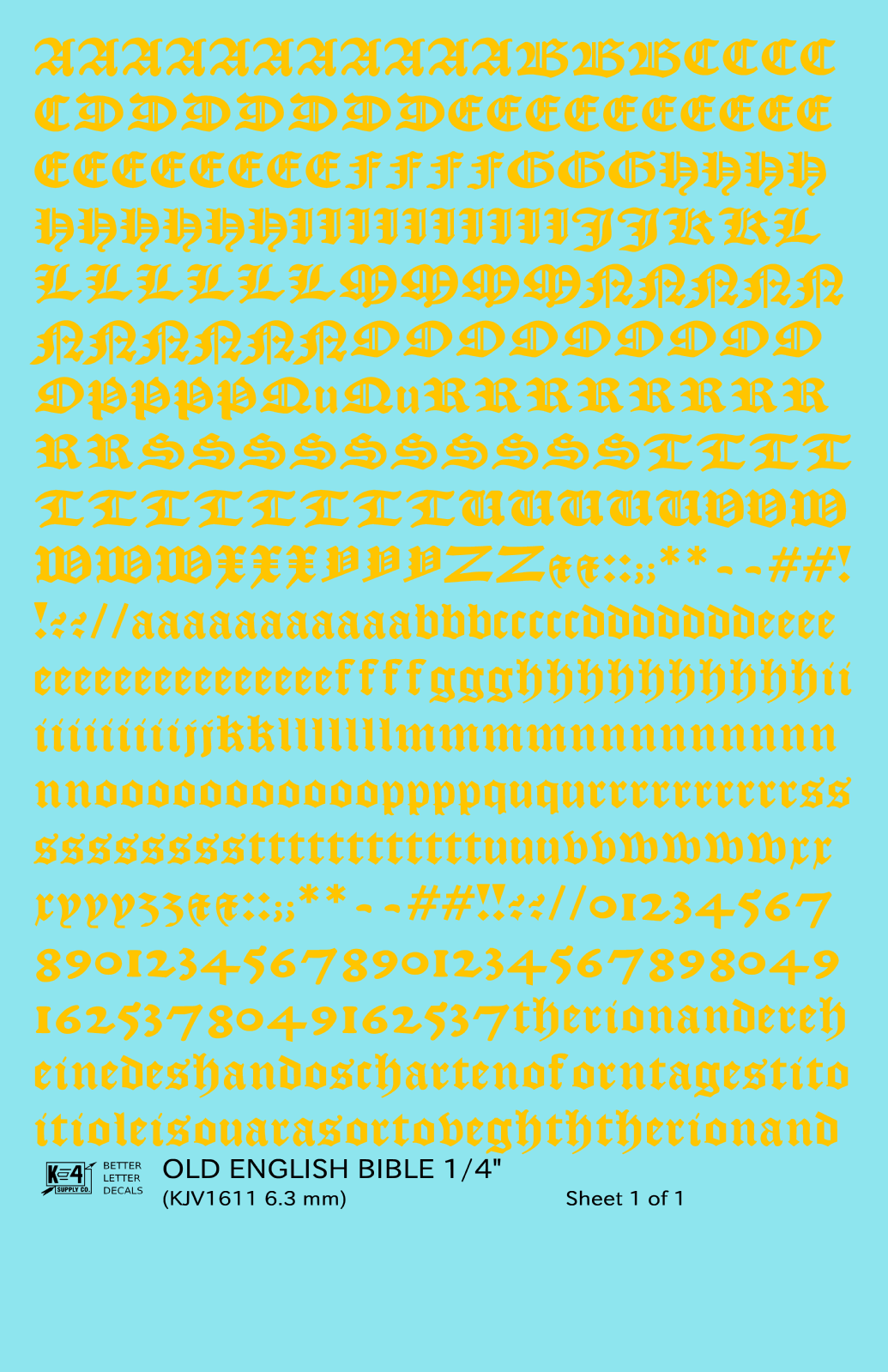 Old English Bible Letter Number Alphabet