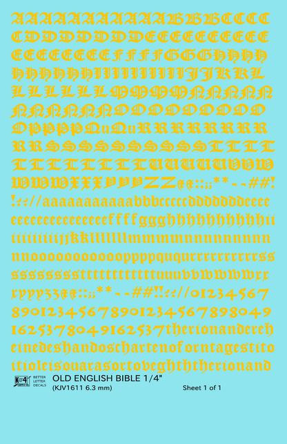 Old English Bible Letter Number Alphabet