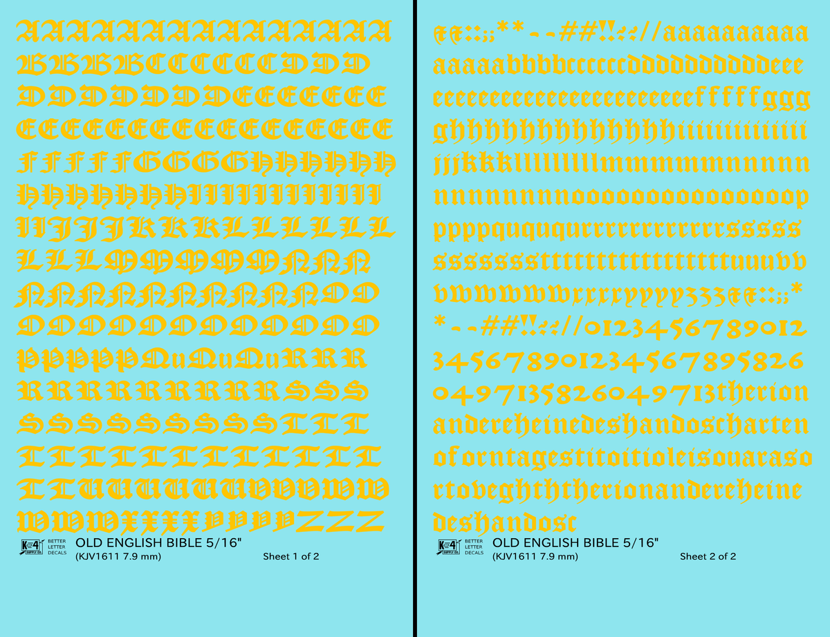 Old English Bible Letter Number Alphabet