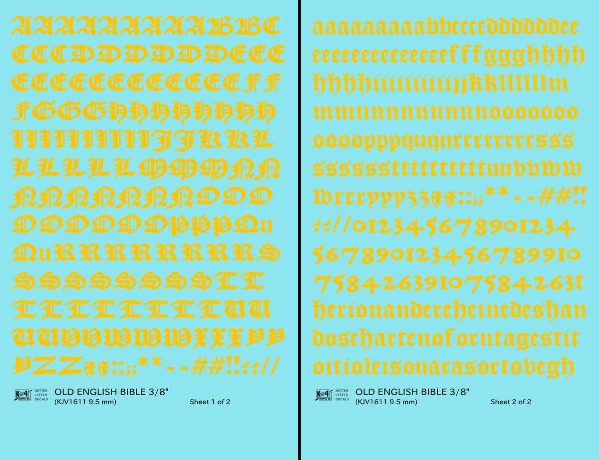 Old English Bible Letter Number Alphabet