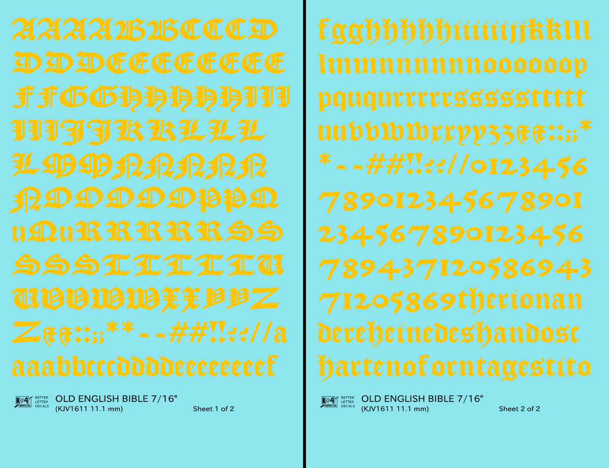 Old English Bible Letter Number Alphabet