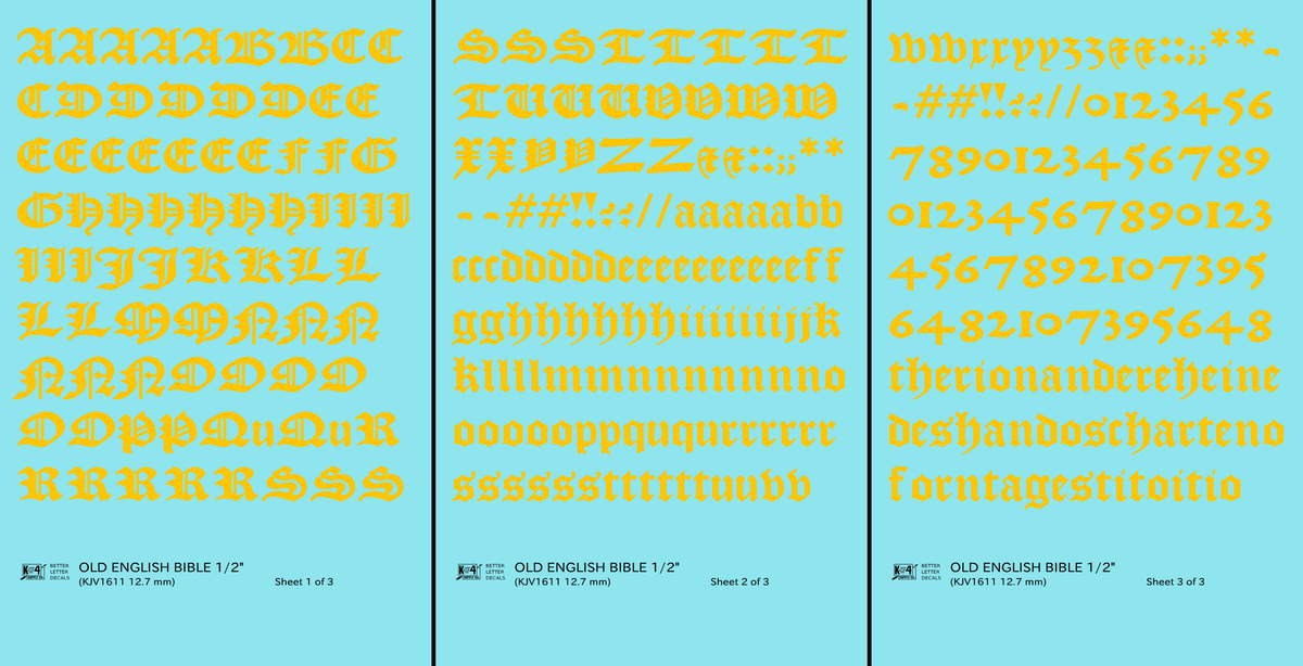 Old English Bible Letter Number Alphabet