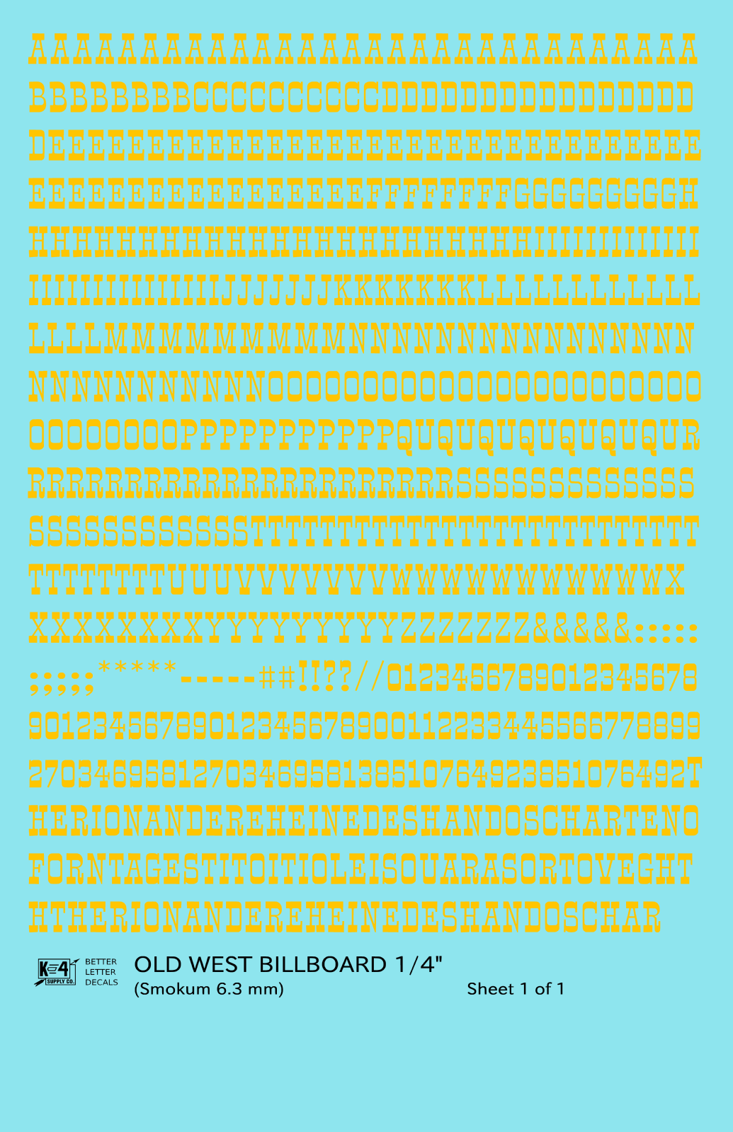 Old West Billboard Letter Number Alphabet