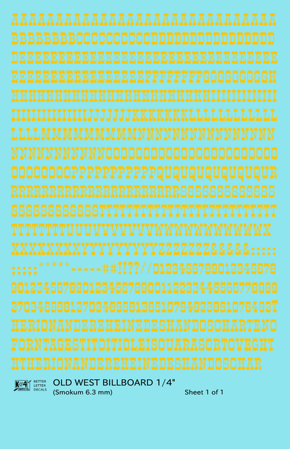 Old West Billboard Letter Number Alphabet
