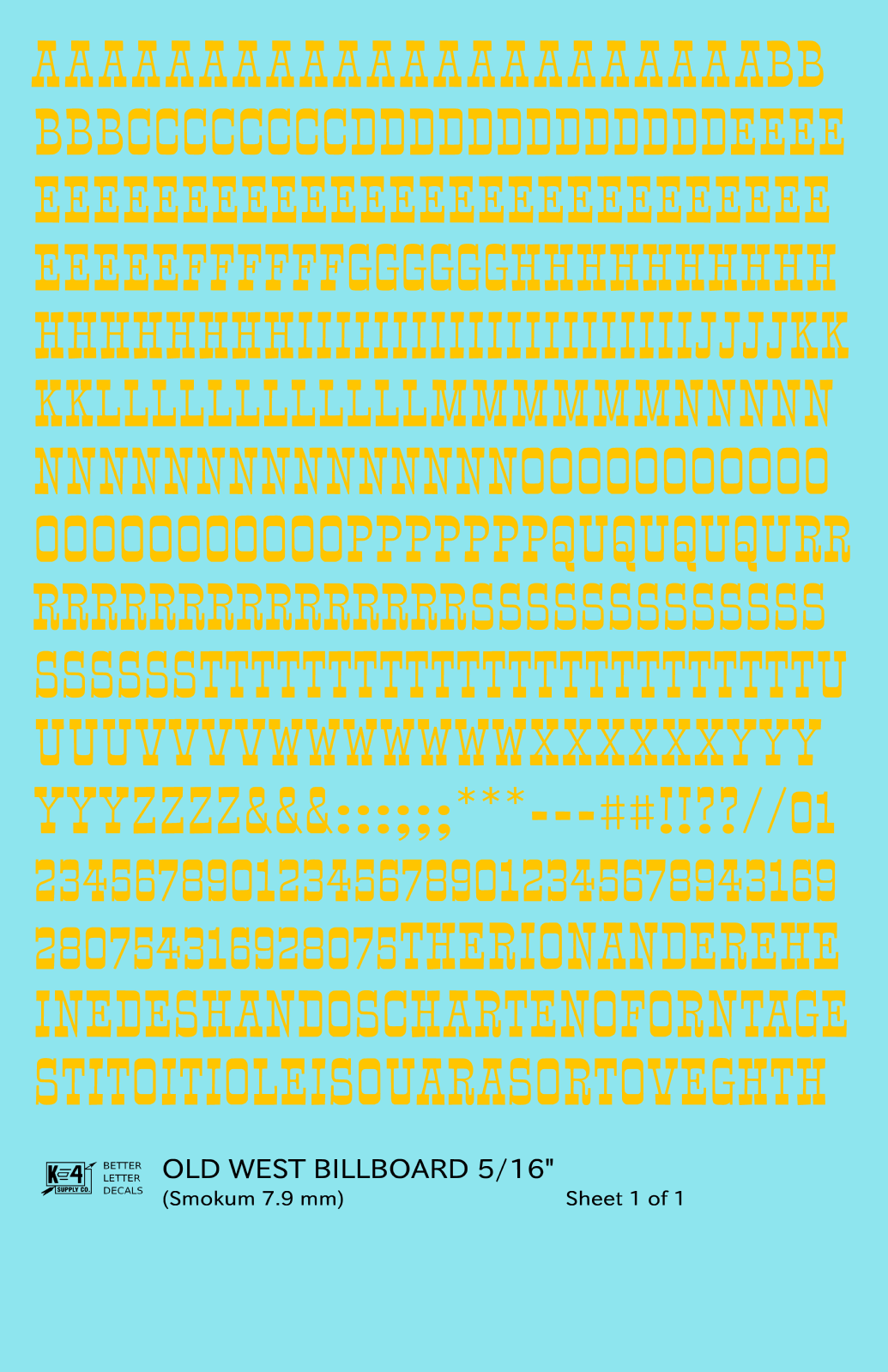 Old West Billboard Letter Number Alphabet