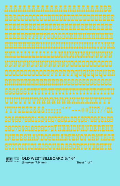 Old West Billboard Letter Number Alphabet
