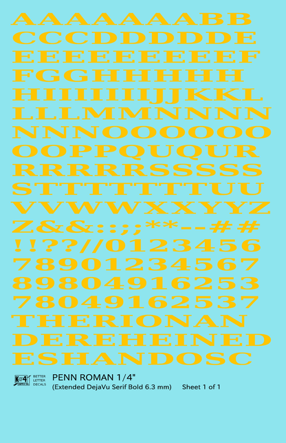 Penn Roman Letter Number Alphabet