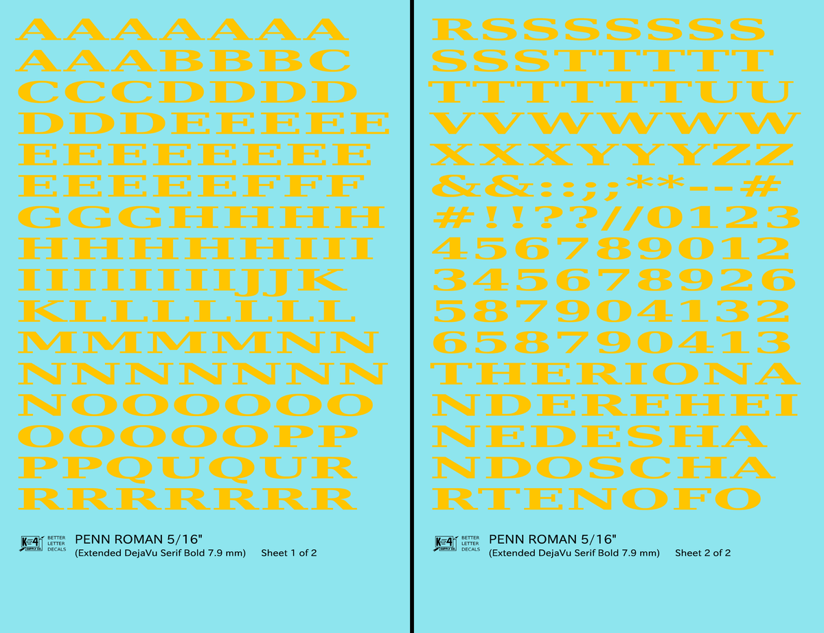 Penn Roman Letter Number Alphabet