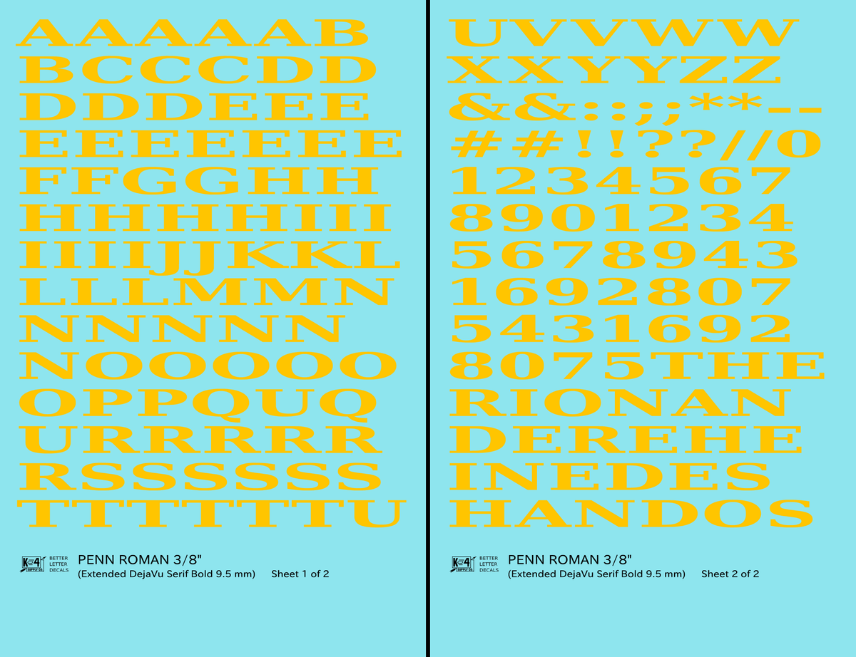 Penn Roman Letter Number Alphabet