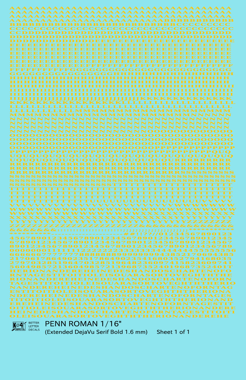 Penn Roman Letter Number Alphabet