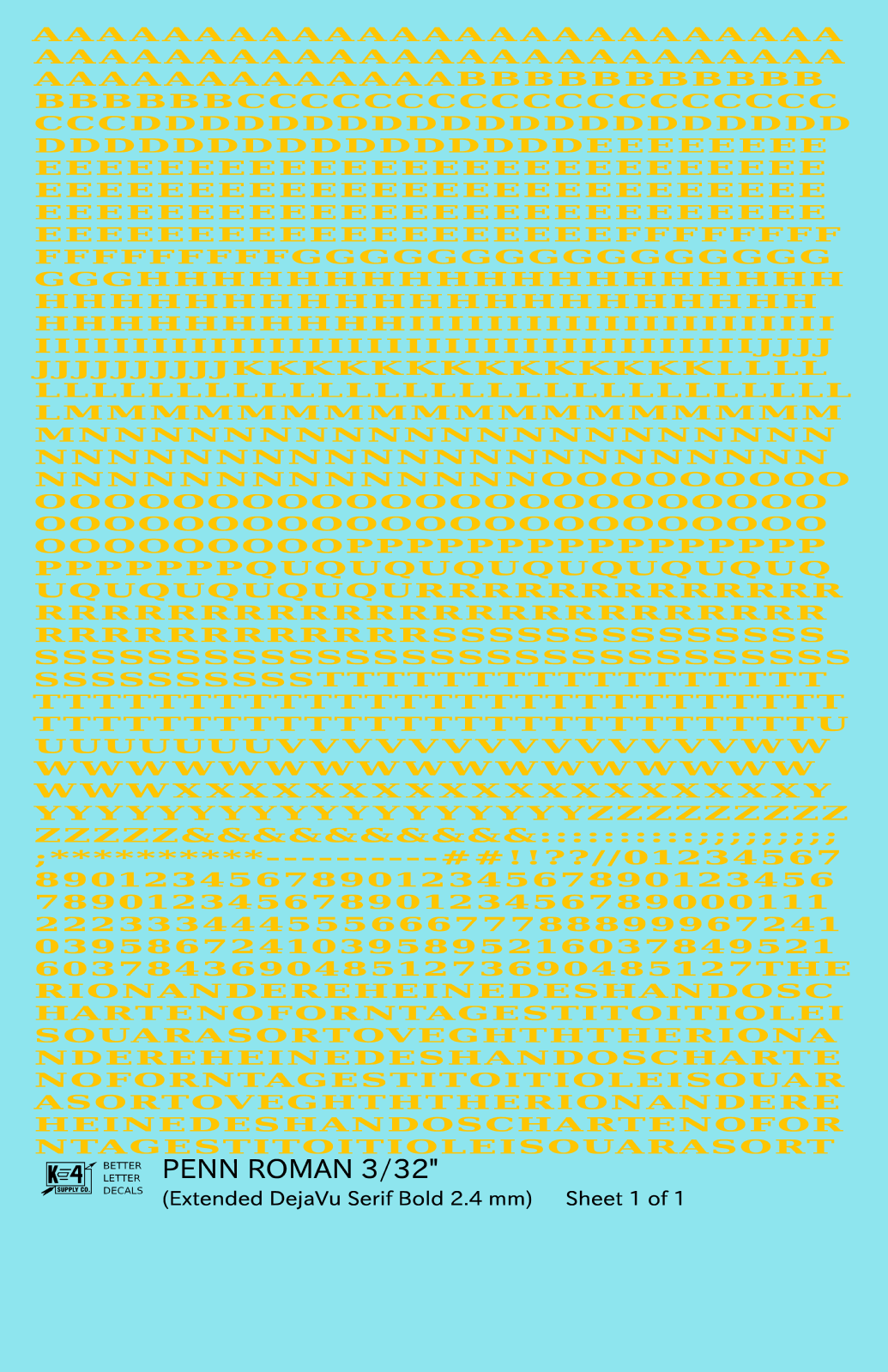 Penn Roman Letter Number Alphabet